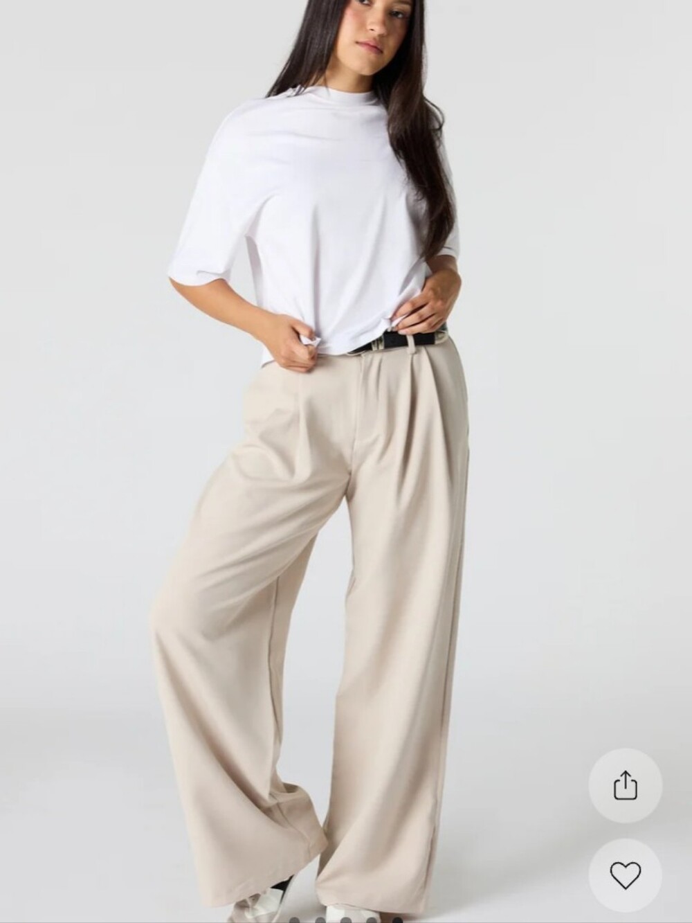 Urban Planet Wide-Leg High-Waist Beige Pants